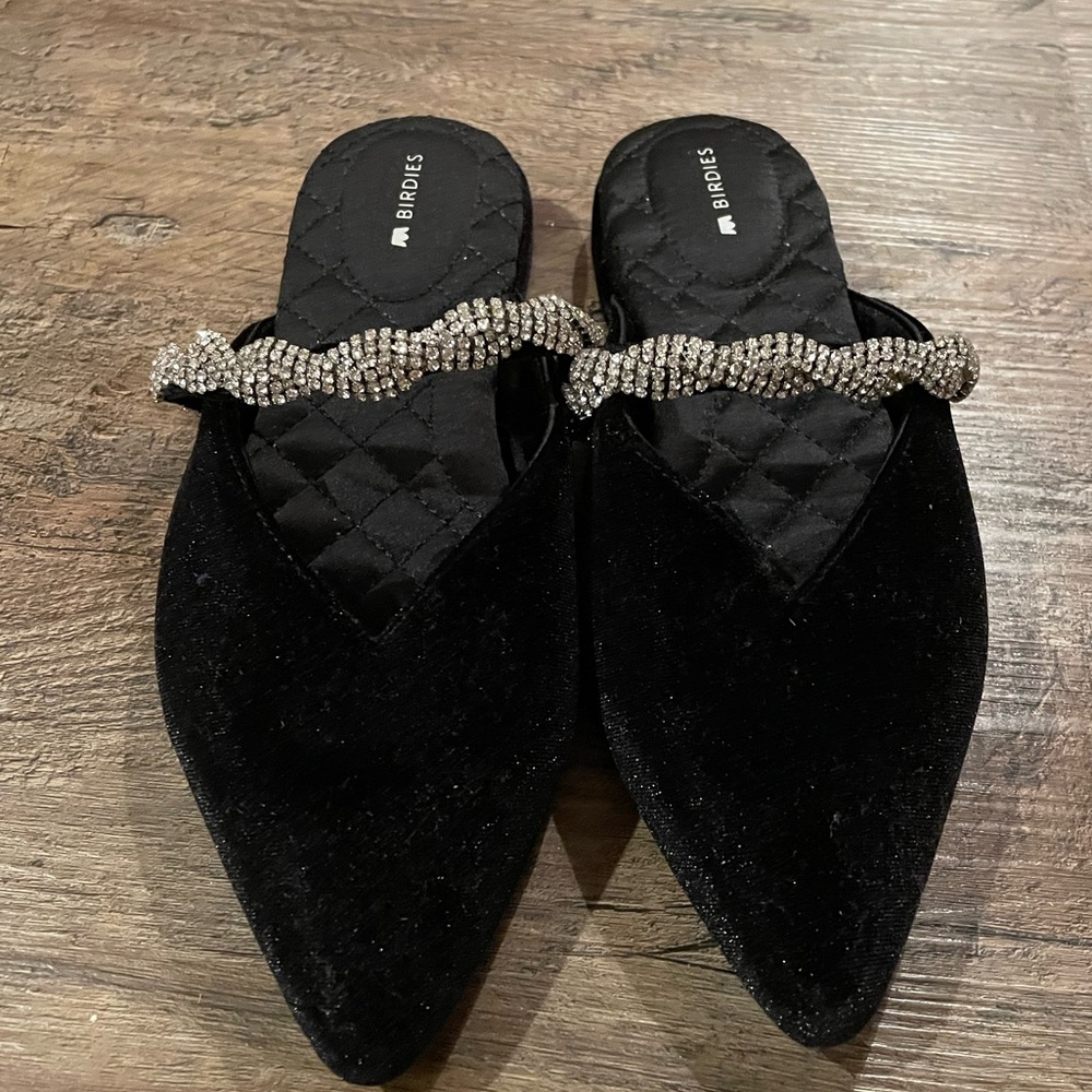 Birdies The Swan Black Velvet Crystal Sz 6 New